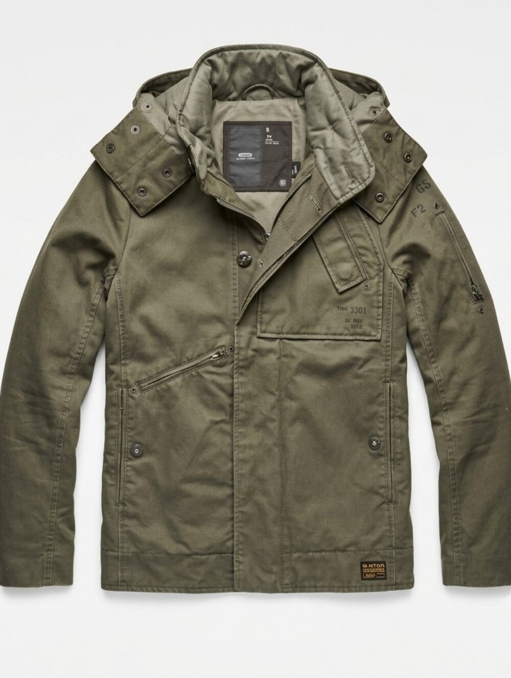 G-Star RAW Type 3301 Military Field Hooded Jacket Small Olive Green Canvas